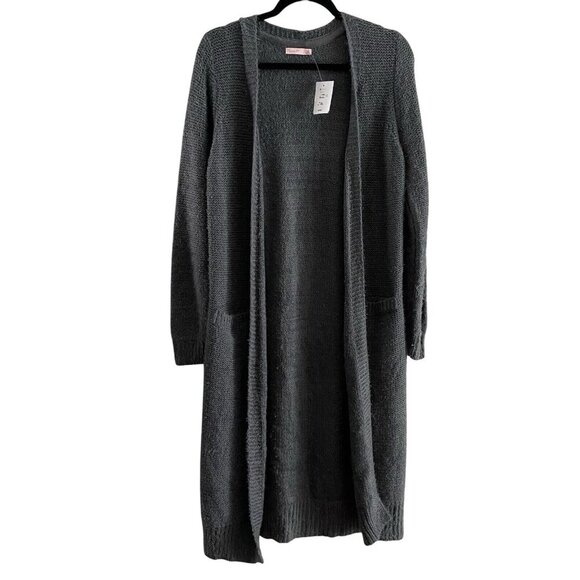 Room 34 Women M Gray Alpaca Blend Knit Open Front Duster Eyelash Cardigan NWT - Picture 1 of 11
